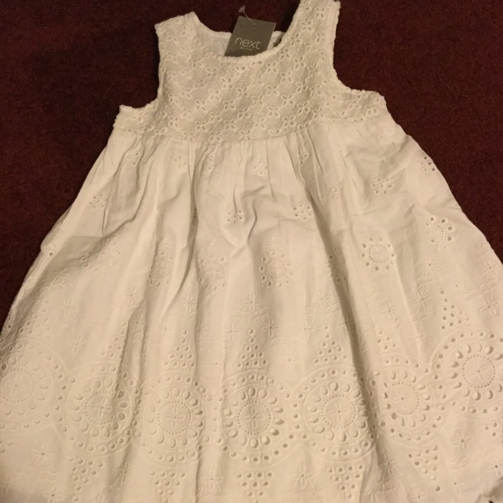 Next Co UK Girls White Eyelet Shift Dress